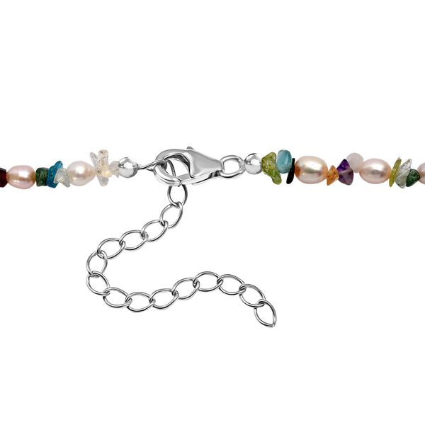 Mehrfarbige S&uuml;&szlig;wasserperle und Multi-Edelstein-Halskette, 45cm image number 5