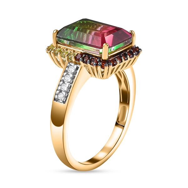 Wassermelonen Quarz Triplett und Multi-Edelstein-Ring - 8,91 ct. image number 5
