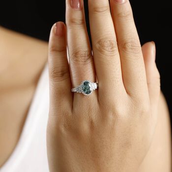 LUXORO zertifiziert und gepr&uuml;ft AAA Pirineu Lagoon Tourmalin und Diamant Ring in 585 Wei&szlig;gold - 2,12 ct.