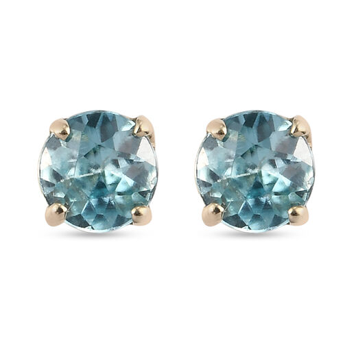 Kambodschanische, blaue Zirkon-Ohrstecker, 375 Gelbgold ca. 0.76 ct image number 0