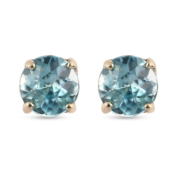 Kambodschanische, blaue Zirkon-Ohrstecker, 375 Gelbgold ca. 0.76 ct image number 0