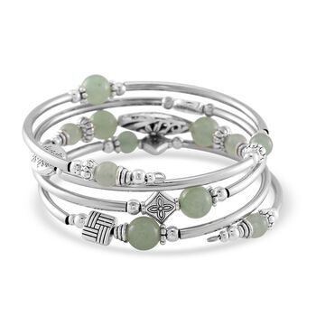 Flexibles und schwarz oxidiertes gr&uuml;nes Aventurin Armband - 40 ct.