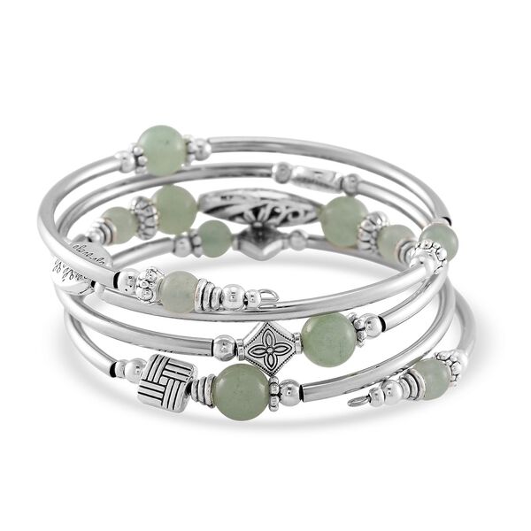 Flexibles und schwarz oxidiertes grünes Aventurin Armband - 40 ct. image number 4