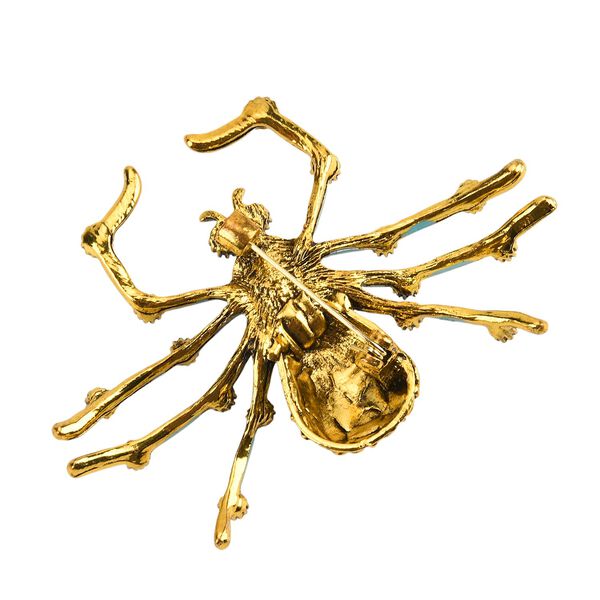 Gelber Kristall, Kunststoff Perle Brosche Antikes Gold image number 5