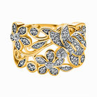 Weißer Diamant Ring, 925 Silber Gelbgold Vermeil (Größe 17.00)