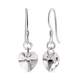 J Francis gefertigt mit SWAROVSKI- Weiße Swarovski Kristall Herz Ohrringe