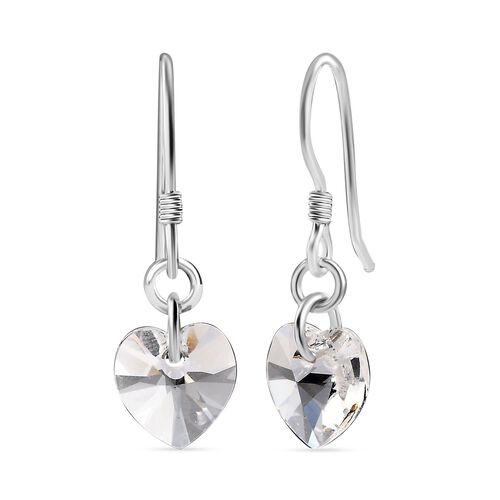 J Francis gefertigt mit SWAROVSKI- Weiße Swarovski Kristall Herz Ohrringe image number 0