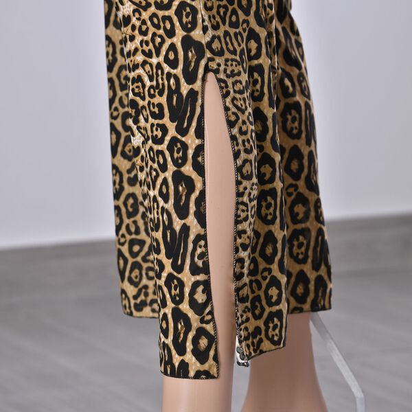 Halsausschnitt Jumpsuit, braun mit Leopardenmuster image number 5