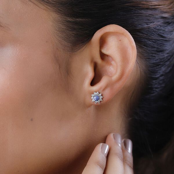 Tansanit und Zirkon Ohrstecker - 1,09 ct. image number 3