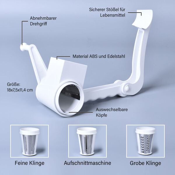 Mini Obst- und Gem&uuml;seschneider mit 3 Klingen, Wei&szlig; image number 4