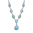 Larimar Collier, ca. 45 cm, 925 Silber platiniert ca. 14.66 ct