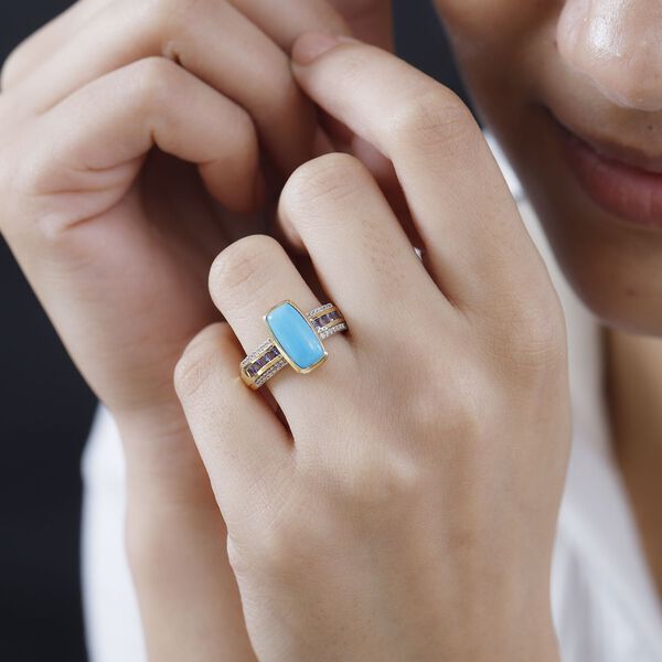 AA Sleeping Beauty Türkis, Zirkon und Tansanit Ring - 3,06 ct. image number 3