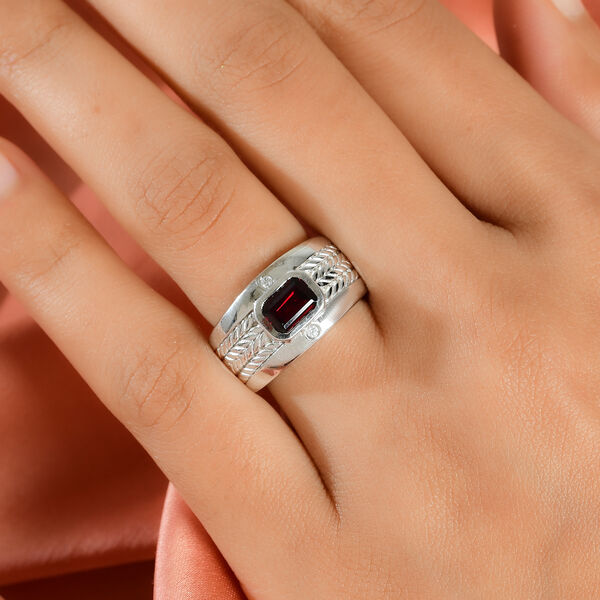 Roter Granat und Zirkon Ring Messing Ionenbeschichtetes Platin  ca. 1,24 ct image number 3