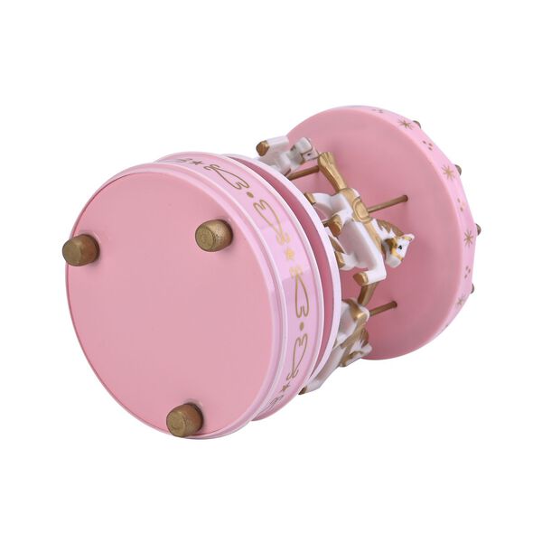 4-Pferde Holz Karussell Spieluhr, Gr&ouml;&szlig;e 18x10 cm, Rosa image number 5