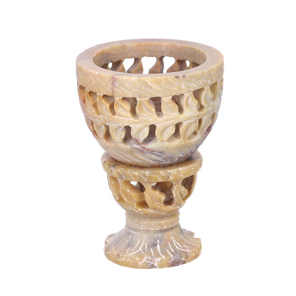 NAKKASHI handgeschnitzter Speckstein Eierbecher, Geometrisches Design, 2 teilig image number 5