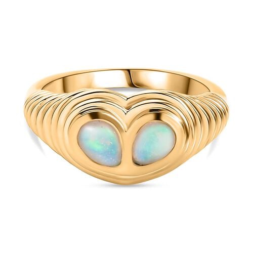 D’joy AA Natürlicher, äthiopischer Welo Opal Ring 925 Silber vergoldet (Größe 17.00) ca. 0,53 ct image number 0