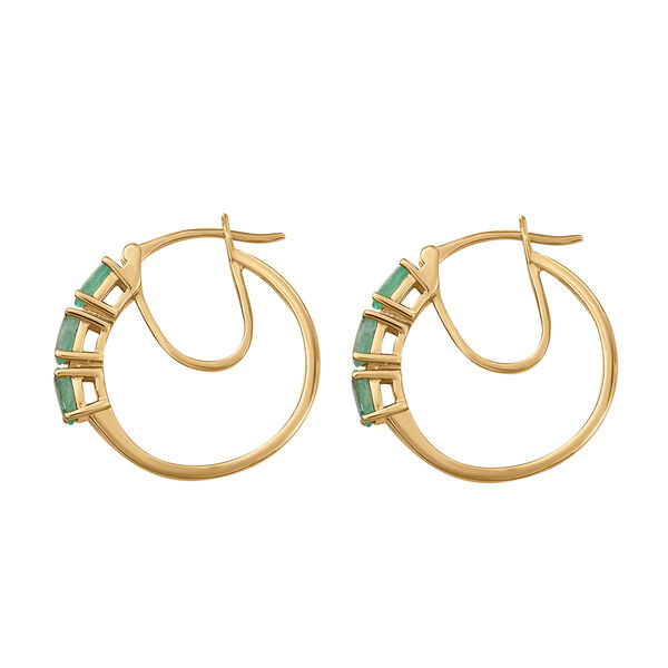 AA Äthiopische Smaragd-Creolen, 925 Silber Gelbgold Vermeil ca. 1.27 ct image number 4