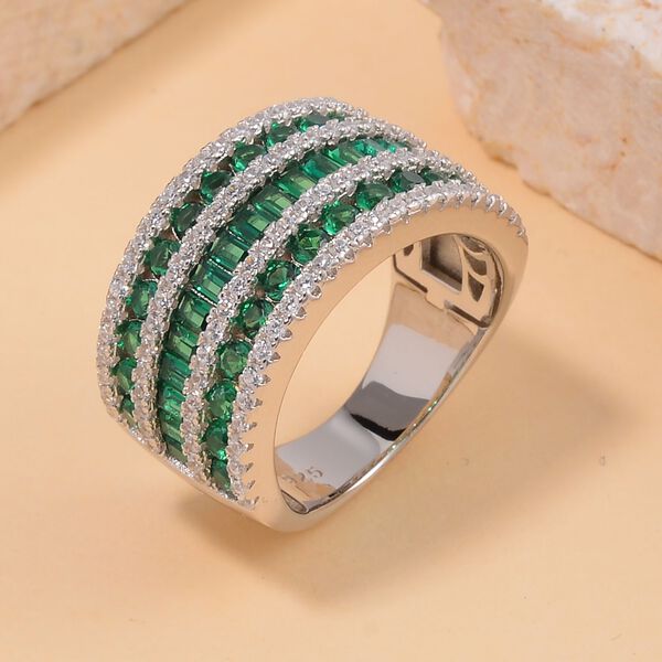Gr&uuml;ner Zirkonia Ring, 925 Silber rhodiniert, (Gr&ouml;&szlig;e 16.00), ca. 3.69 ct image number 2