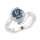 London Blau Topas und Zirkon Bypass Ring 925 Silber platiniert  ca. 1,29 ct image number 3