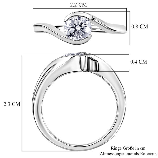 D'Joy Moissanit Ring 925 Silber Platiniert (Gr&ouml;&szlig;e 17.00) ca. 0,79 ct image number 6