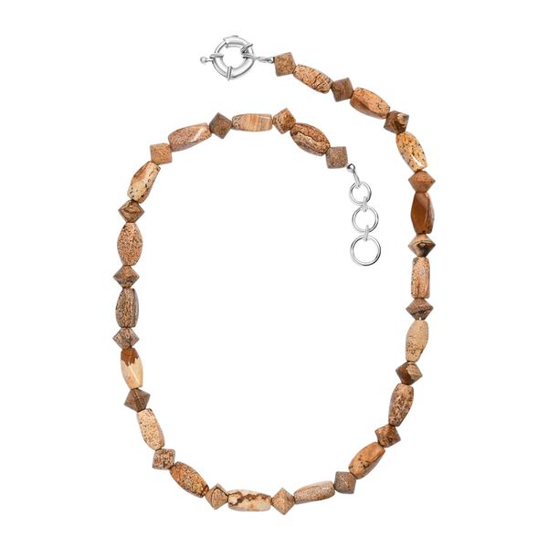 Bild Jasper Halskette ca. 45 cm Nickelfreies Messing platiniert ca. 195.00 ct image number 4