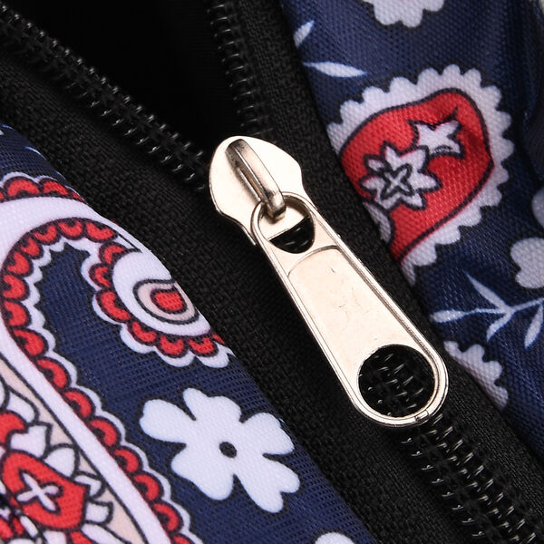 Faltbare Einkaufstasche aus wasserabweisendem Polyester, Paisley-Design, 40x43 cm, Tragegriffe 22 cm, Rot image number 7