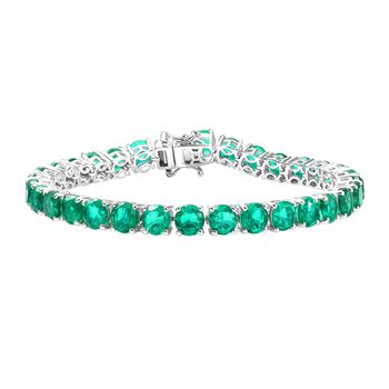 D'Joy Smaragd-Quarz Triplette Armband ca. 20 cm 925 Silber rhodiniert ca. 33,54 ct.