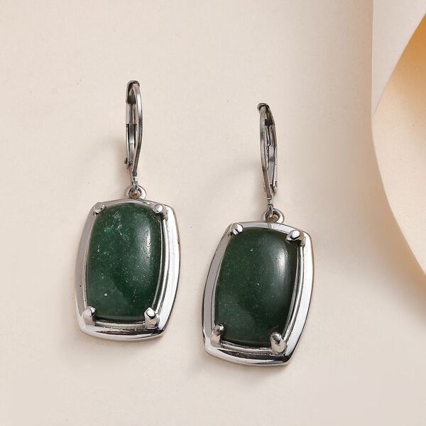 Gr&uuml;ne Aventurin Ohrringe, Edelstahl, ca. 15.98 ct image number 2