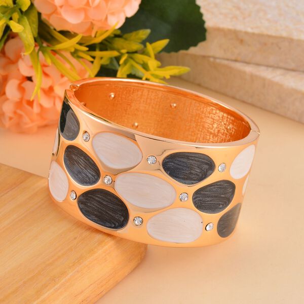 Emailliertes Pebble-Muster-Armreif, Weißer Kristall, ca. 18 cm image number 2