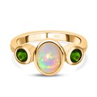 Natürlicher, äthiopischer Opal und Chromdiopsid-Ring, 925 Silber vergoldet  ca. 1,38 ct image number 0