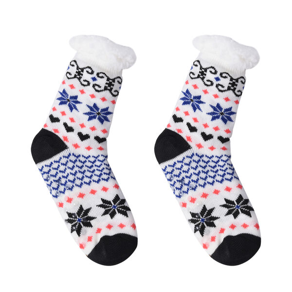 2er-Set - Rutschfeste Haussocken mit Sherpafutter, Wintermuster, Einheitsgr&ouml;&szlig;e, Mehrfarbig image number 4