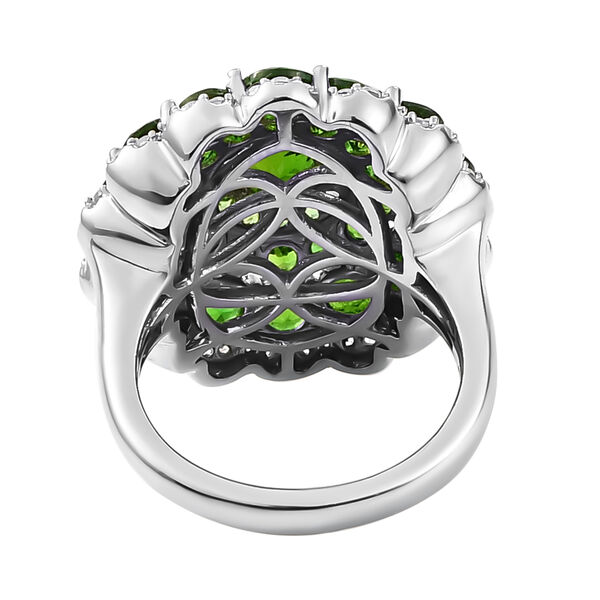 Nat&uuml;rlicher Chromdiopsid und wei&szlig;er Zirkon-Ring, 925 Silber platiniert  ca. 5,28 ct image number 6