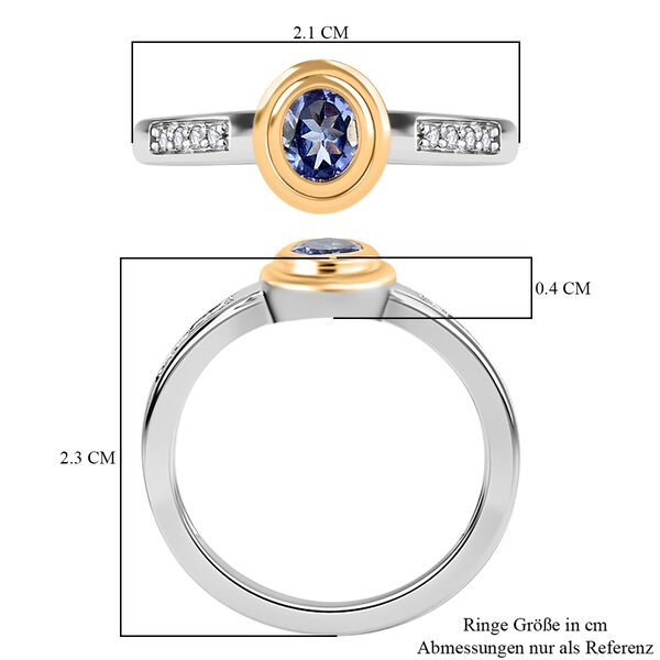 Tansanit und Zirkon Ring, 925 Silber Bicolor  ca. 0,40 ct image number 9