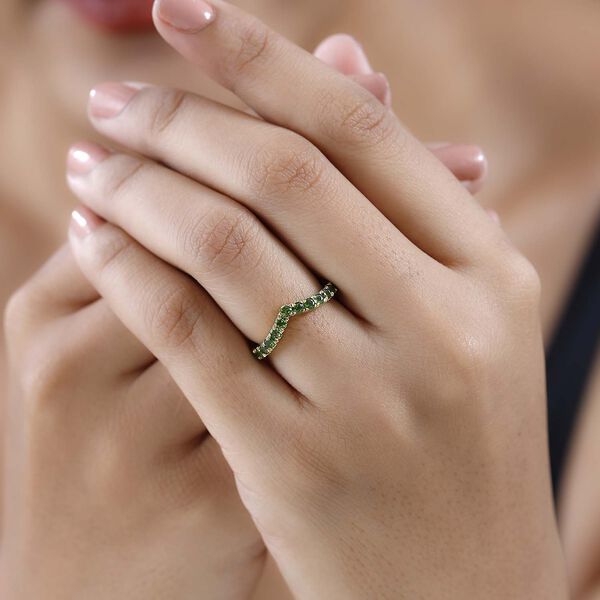 Nat&uuml;rlicher Chromdiopsid Ring, 925 Silber Gelbgold Vermeil (Gr&ouml;&szlig;e 20.00) ca. 0.86 ct image number 3