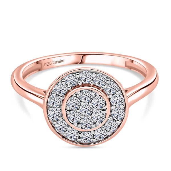 LUXURIANT SI-GH Labor Diamant Ring, 925 Silber 750 Ros&eacute;gold Vermeil - 0,50 ct.