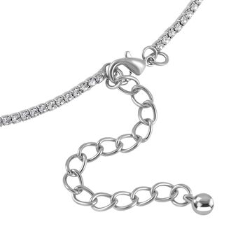 Kristall-Wasserfall-Design Halskette, ca. 40.5 cm, silberfarben