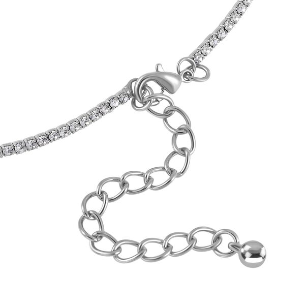 Kristall-Wasserfall-Design Halskette, ca. 40.5 cm, silberfarben image number 3