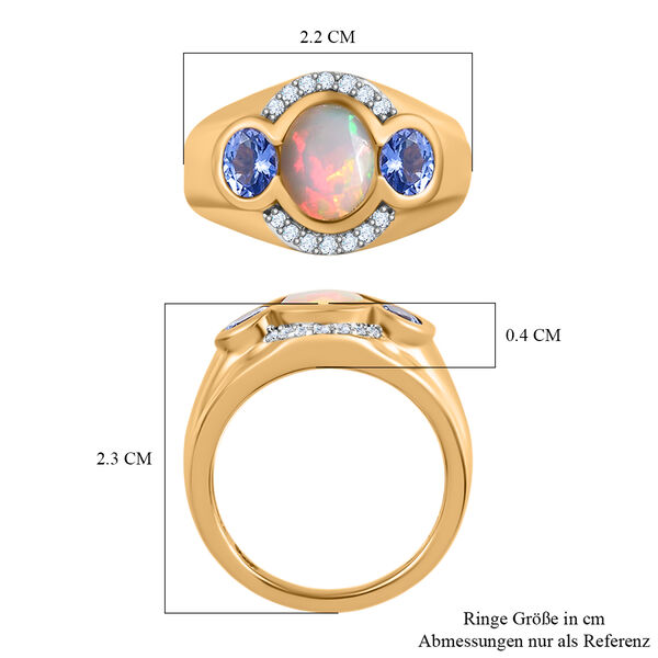 Natürlicher, äthiopischer Opal und Tansanit-Ring, 925 Silber Gelbgold Vermeil  ca. 1,73 ct image number 7