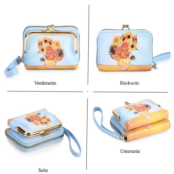 2-in-1-Geldb&ouml;rse mit Sonnenblumen-Motiv, 11x5x8 cm, Blau image number 5
