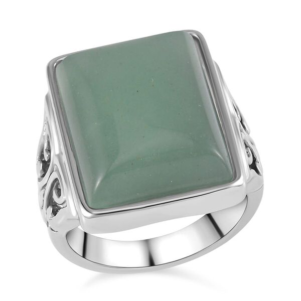 Grüner Aventurin Ring, 316L Edelstahl, (Größe 16.00), ca. 5.00 ct image number 4