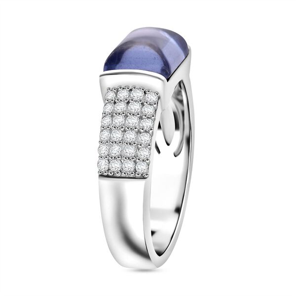 LUSTRO STELLA - Blauer Zirkonia, Wei&szlig;er Zirkonia Ring 925 Silber rhodiniert (Gr&ouml;&szlig;e 17.00) image number 4