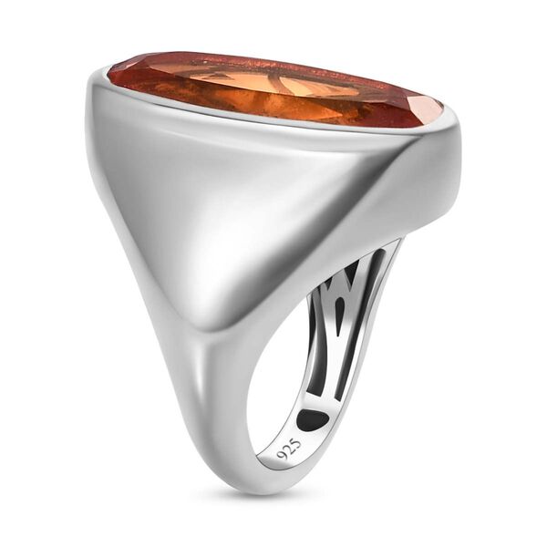 Padparadscha Quarz Triplette Ring, 925 Silber platiniert (Gr&ouml;&szlig;e 18.00) ca. 7.43 ct image number 5