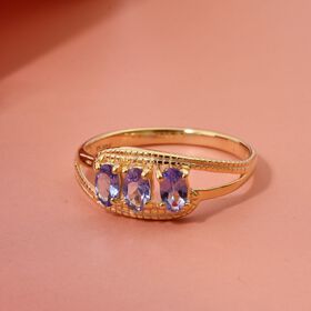 Tansanit Ring 925 Silber vergoldet (Größe 17.00) ca. 0.64 ct