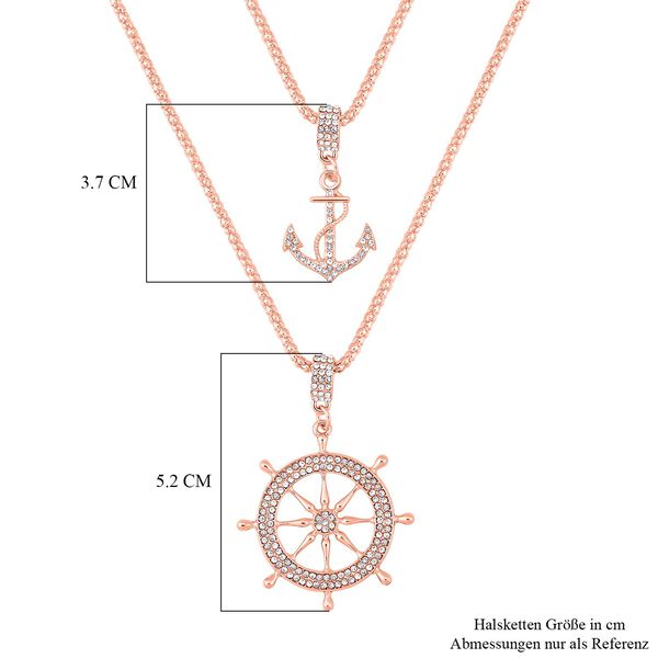 2er-Set - weiße Kristall-Halskette in Roségoldton, 50 cm image number 5