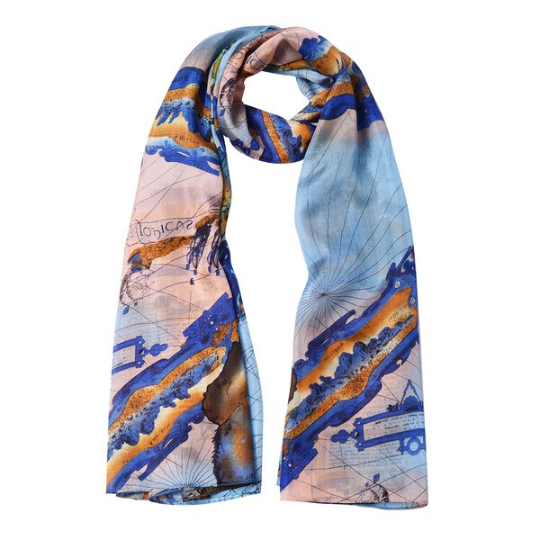 LA MAREY: Bedruckter Schal aus 100%  Maulbeerseide,  inkl. Geschenkbox, Blau&nbsp;und mehrfarbig image number 4