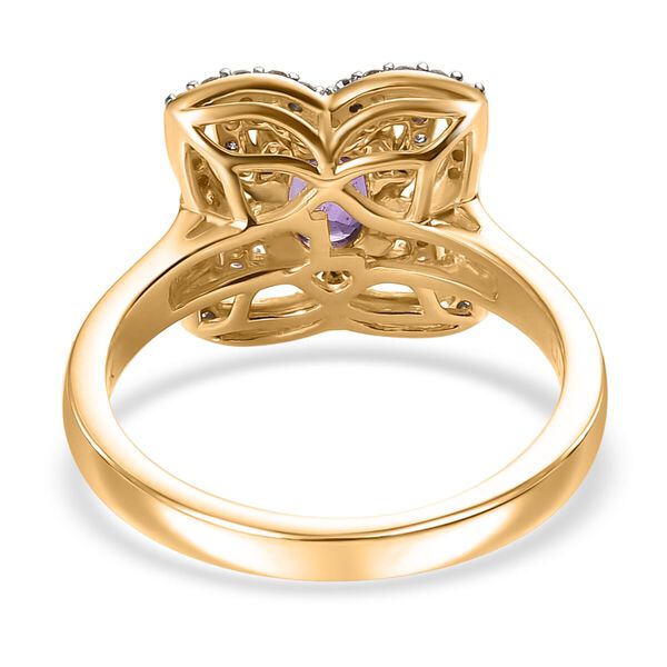 AAA Lila Saphir, Weißer Diamant Ring 417 Gold (Größe 19.00) ca. 1,39 ct image number 4