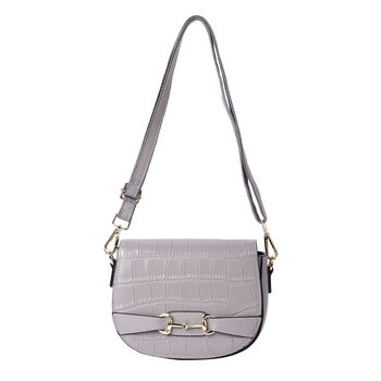 Echtes Leder Crossbody Tasche, mit Rei&szlig;verschluss, Grau