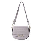 Echtes Leder Crossbody Tasche, mit Reißverschluss, Grau