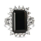 Elite Shungit und Zirkon Ring 925 Silber platiniert (Größe 20.00) ca. 7,37 ct