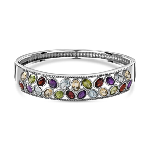 Mosambik Granat, Himmelblauer Topas Armreif ca. 19 cm Edelstahl ca. 11.15 ct image number 0